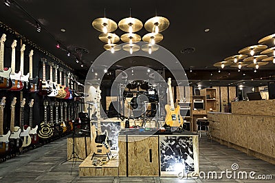 Musical instrument store Stock Photo