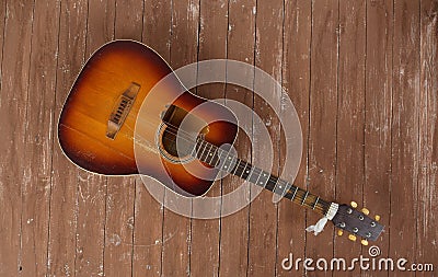 Musical instrument - Top view Broken classic acoustic guitar Stock Photo