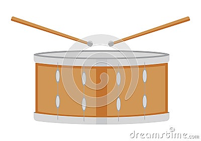 Musical instrument - wood drum with sticks Vector Illustration