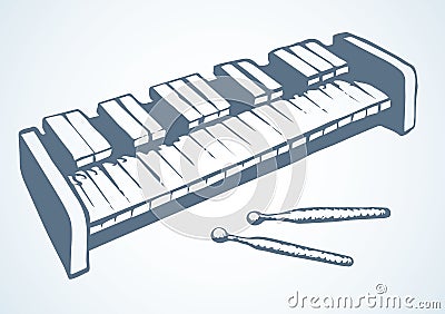 Musical instrument xylophone. Vector doodle symbol Vector Illustration