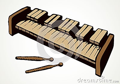 Musical instrument xylophone. Vector doodle symbol Vector Illustration