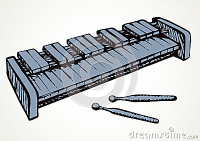 Musical instrument xylophone. Vector doodle symbol Vector Illustration