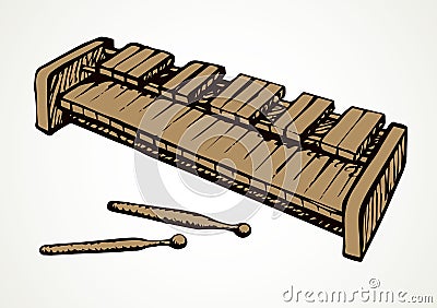 Musical instrument xylophone. Vector doodle symbol Vector Illustration