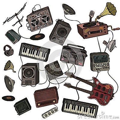 Musical instruments and equipment Vector Illustration