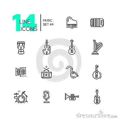 Musical Instruments - line icons set Vector Illustration