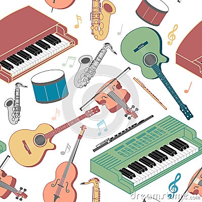 Musical instruments seamless pattern Stock Photo