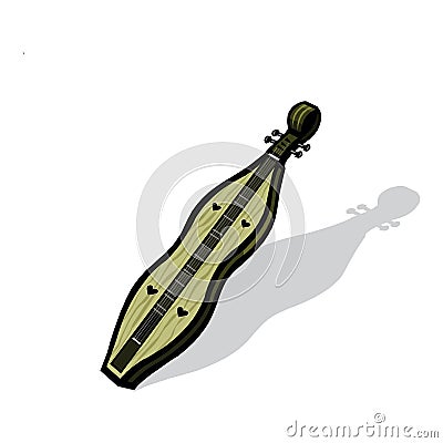 Musical instruments series. Mountain Dulcimer lute, isolated on white background in EPS10 Vector Illustration
