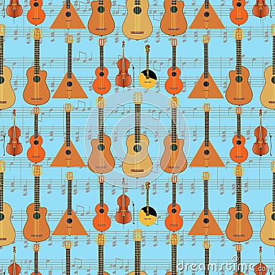Musical instruments. String and stringed musical instruments. Vector Illustration