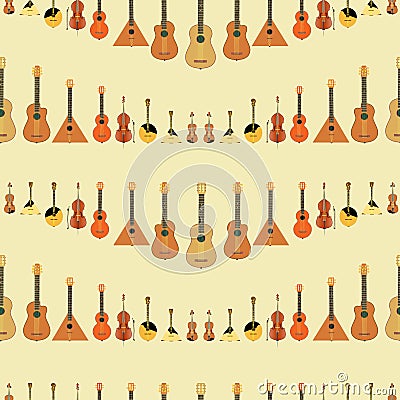 Musical instruments. String and stringed musical instruments. Vector Illustration