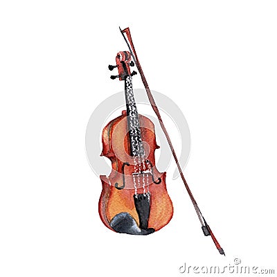 Musical instruments. Violin. Isolated on white background. Cartoon Illustration