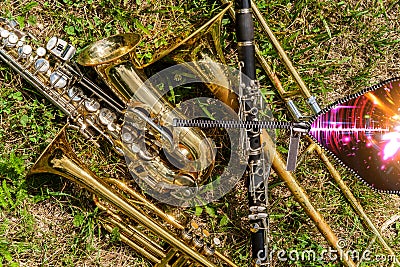 Musical Instruments Zipper Soundwave Stock Photo