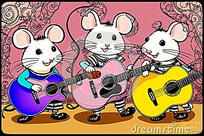 Musical Mice Jamming Together.AI Generated Stock Photo