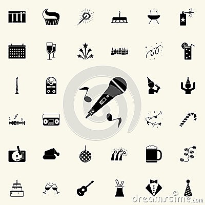 musical microphone with notes icon. Party icons universal set for web and mobile Stock Photo