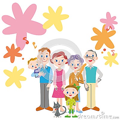 Musical notation floral design family meeting Vector Illustration