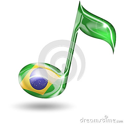 Musical note with brazilian flag colors Stock Photo