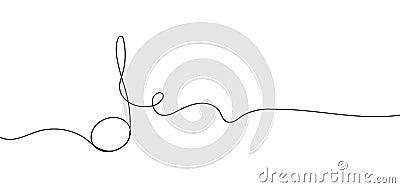 Musical note in continuous line style. Audio message. Music symbol in linear minimalist style. Melody sign. Cartoon Illustration