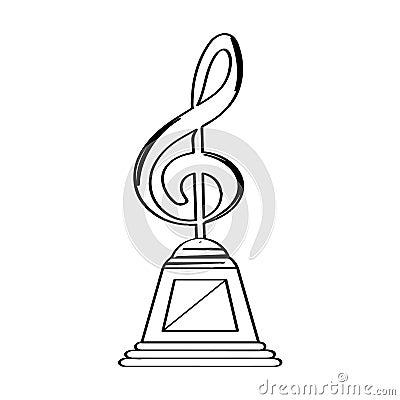Musical note golden trophy icon Vector Illustration