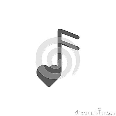 Musical note, heart icon. Simple glyph, flat vector of valentines day, love icons for UI and UX, website or mobile application Stock Photo