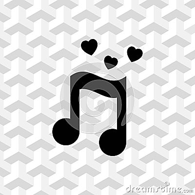 Musical note with hearts icon stock vector illustration flat design Vector Illustration