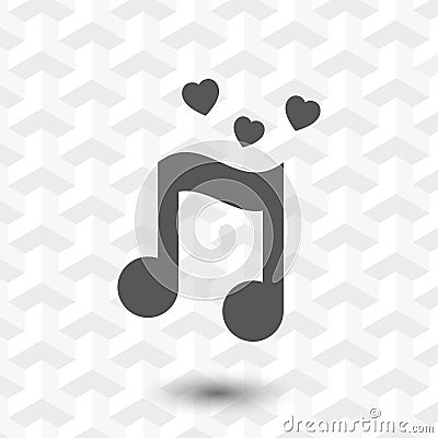 Musical note with hearts icon stock vector illustration flat design Vector Illustration