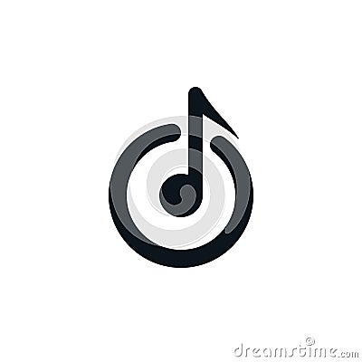 Musical note icon power switch symbol Stock Photo