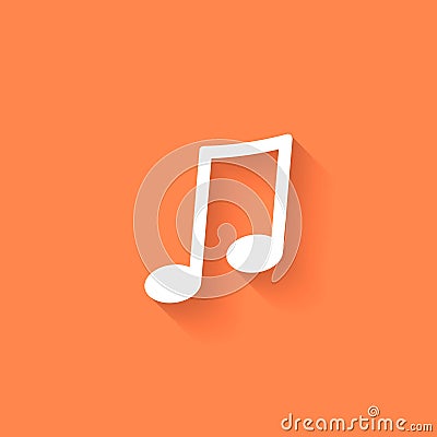 Musical note icon with shadow Vector Illustration
