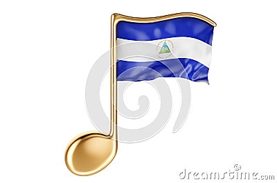 Musical note with Nicaraguan flag. Music in Nicaragua, concept. 3D rendering Stock Photo