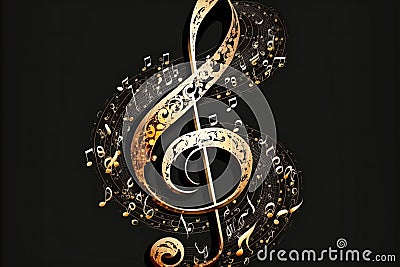 Musical note staff treble clef notes musician concept, music and sound Cartoon Illustration