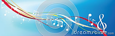 Musical notes on blue Vector Illustration