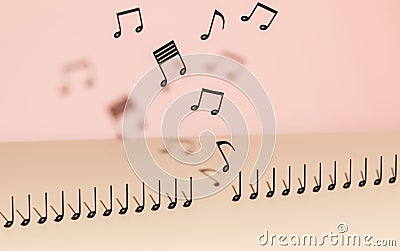 Musical notes broke the line Stock Photo