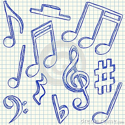 Musical notes doodles Vector Illustration