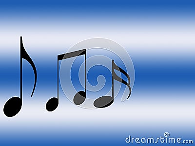 Shape of musical notes on a gradient. Stock Photo
