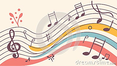 Musical notes flowing with lines, abstract music, and harmonic rhythm design vector design Generative AI Vector Illustration