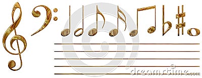 Musical notes (gold) Stock Photo