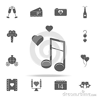 musical notes with heart icon. Romance icons universal set for web and mobile Stock Photo