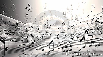 Musical notes lifting off a page of sheet music Stock Photo