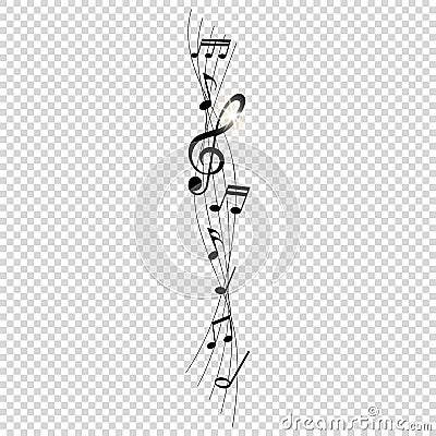 Musical notes melody on transparent background Vector Illustration