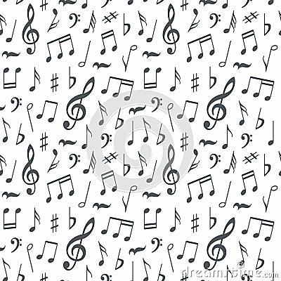 Musical notes seamless pattern background Vector Illustration