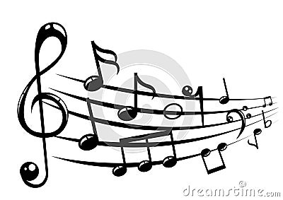 Musical notes staff background with lines Vector Illustration