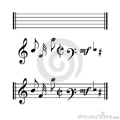 Musical notes symbols Vector Illustration