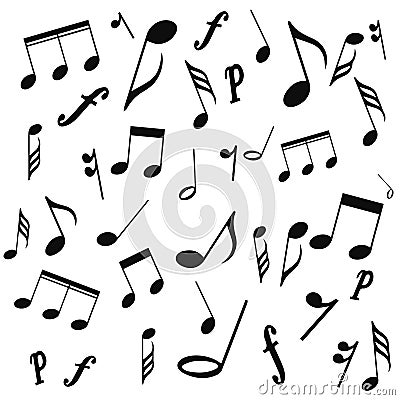 Musical notes, treble clef, vector, on a white background Vector Illustration