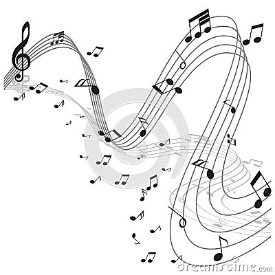 Musical notes. Vector illustration decorative background design Cartoon Illustration