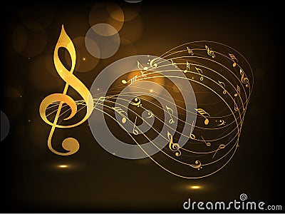 Musical notes with wave for Music concept. Stock Photo