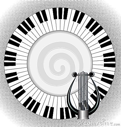 Musical poster with lyre and fingerboard Vector Illustration