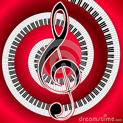 Musical poster with treble clef Vector Illustration