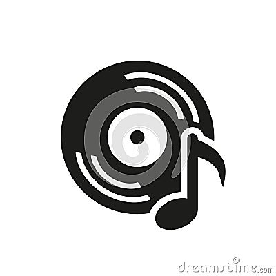 Musical record, vintage vinyl icon - vector Vector Illustration