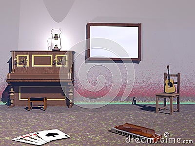 Musical room - 3D render Stock Photo