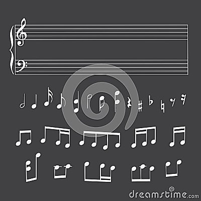 Musical staff and notes Vector Illustration