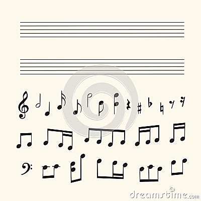 Musical staff and notes Vector Illustration