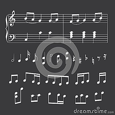 Musical staff and notes Vector Illustration